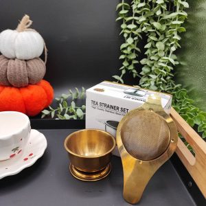 صافی چای پایه دار طلایی