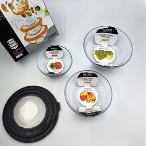 ظرف نگهدارنده گرد شیشه ای 3سایزی کاپریس