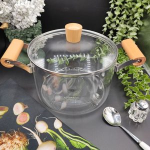قابلمه پیرکس 3.5 لیتری دسته چوبی