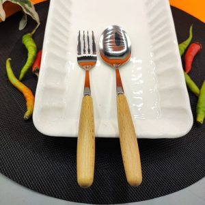 قاشق چنگال دسته چوبی