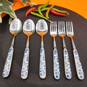 قاشق چنگال گل آبی
