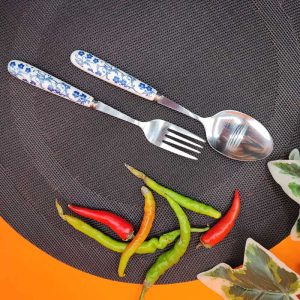 قاشق چنگال گل آبی