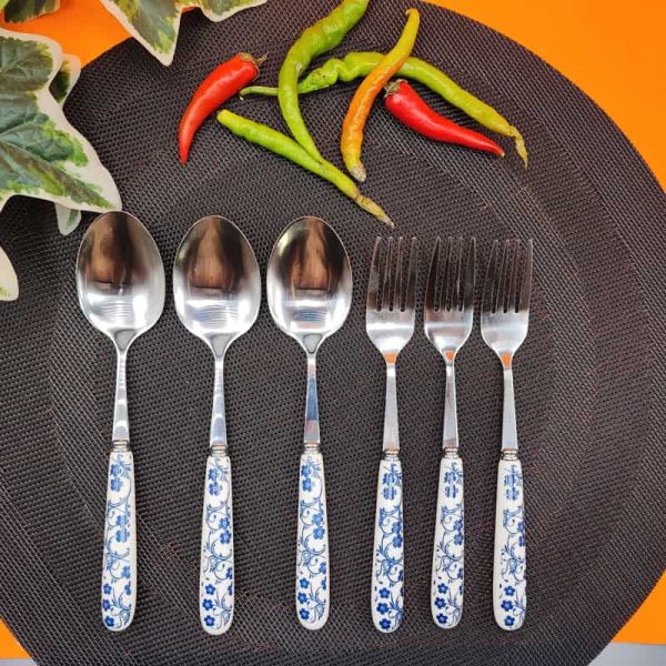 قاشق چنگال گل آبی