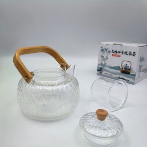 قوری پیرکس طرح زبرا دسته چوبی