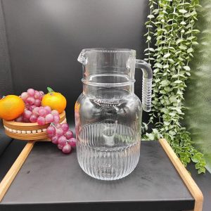 پارچ شیشه ای شیاردار لیمون