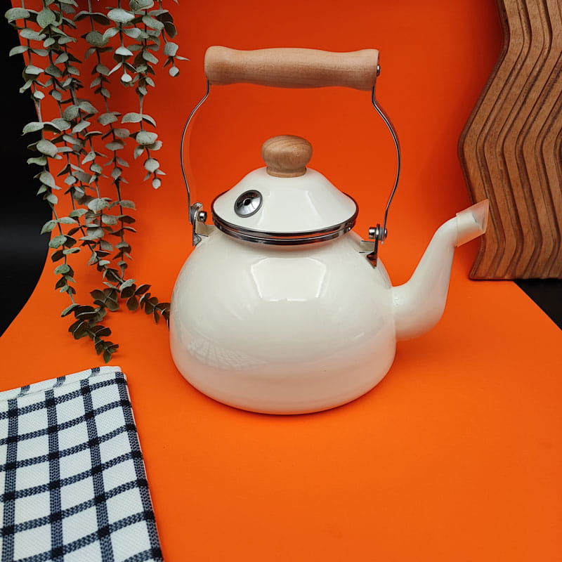 کتری لعابی دسته چوبی 2.5L