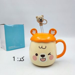 ماگ سرامیکی نی دار طرح خرس