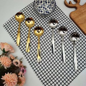 ملاقه ی ماست و خورشت نقره ای و طلایی 1