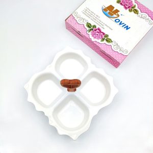 اردوخوری سرامیکی دسته چوبی 4خانه