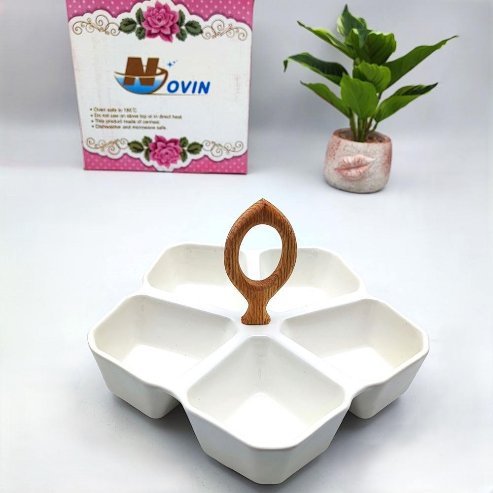 اردوخوری سرامیکی دسته چوبی 5خانه 1