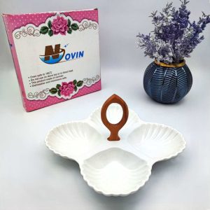اردوخوری سرامیکی دسته چوبی طرح صدف 1