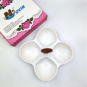 اردوخوری سرامیکی دسته چوبی طرح صدف