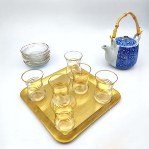 فنجان و نعلبکی کمرباریک لبه طلایی پاشاباغچه 1